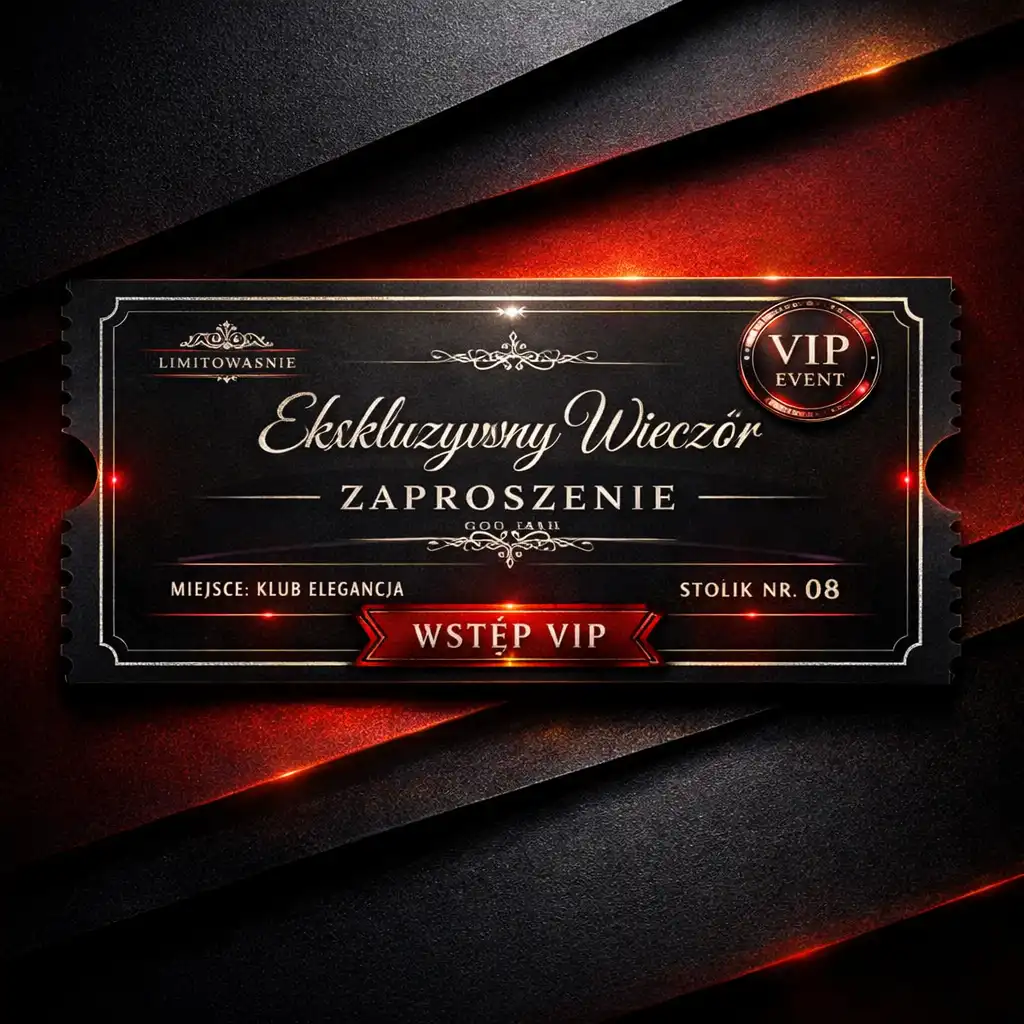 Elegancka karta zaproszeniowa na wieczór tematyczny organizowany przez AD-BI