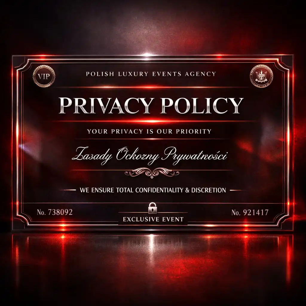 Elegancka karta zaproszenia symbolizująca politykę prywatności eveningpassage.com
